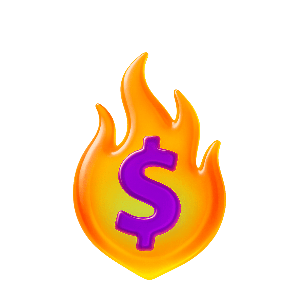 Flame illustration with a dollar sign in the center