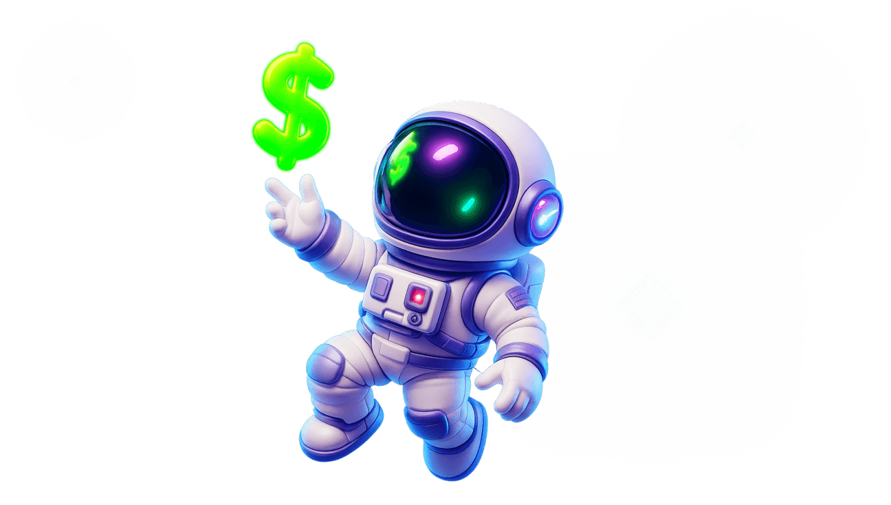 A flying coupon astrounaut